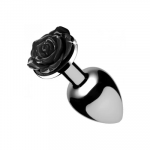 XR Brands Juodas Rose Plug Large - Aluminum Intimate Priedas, Juodas