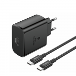 Foneng EU62 USB-C 45W maitinimo įkroviklis + USB-C laidas (juodas)