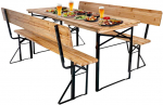 Lauko baldų komplektas PORTER plieno ir medinis sodo komplektas 175 cm stalas + 2 suolai