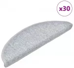 Laiptų kilimėliai, 30 vnt., 56x17x3 cm, &scaron;viesiai pilki, pusapvaliai