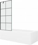 Vonia Mexen Vega su apdaila ir stiklo sienele, 180x80 cm + 80 cm, Baltas+Juodas grid