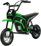 Homcom Vaiki&scaron;kas elektrinis motociklas, 12V vaiki&scaron;kas motociklas su garso signalu, &scaron;viesa, vaiki&scaron;ka transporto priemonė su suktuku, 8-16 km/val., 8-12 metų, žalias