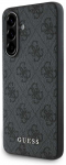 Guess 4G Metal dėklas telefonui aukso spalvos Logo Samsung Galaxy A36 - dėklas telefonui juodos spalvos