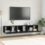 TV staliukas TV spintelių komplektas 3 pcs Juoda 60 x 30 x 30 cm