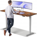 Elektrinis Reguliuojamo: Auk&scaron;čio stalas Desktronic HomePro Rie&scaron;utmedžio masyvas/Pilkas, 200x80cm, Dvigubas motoras, USB ir USB-C įkrovimo lizdai