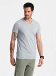&bdquo;Cotton&ldquo; mar&scaron;kinėliai su apykakle &ndash; pilki melanžo spalvos v16 om-tsbs-0145