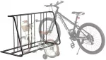 Grindų dviračių stovas 6 dviračiams, tvirtas plieno, vidaus/lauko, 7.62 cm padangoms, laisvai pastatomas, dviračių laikiklis, stovelis dviračiams