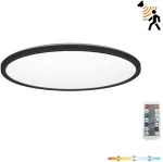 12W LED lubinis &scaron;viestuvas NIVERA CIRCLE, juodas, 3000/4000/6000K, su judesio davikliu, IP54