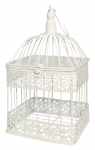 Besk Dekoratyvinis pauk&scaron;čių narvelis 18x18x33cm, sendintos baltos spalvos