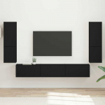 TV staliukas TV spintelių komplektas 4 pcs Juoda Apdirbta mediena