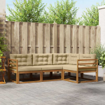Lauko sofos komplektas su pagalve 4 pcs Natūralus ir bežinis