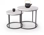 OREO set of two c. tables - baltas marble / juodas