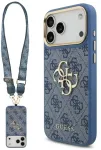 Dėklas Guess 4G Big 4G Classic Logo Big Strap Metal Mygtukai do iPhone 18 Pro Max / 17 Pro Max mėlyna