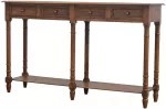 Artisan Furniture Mango medienos konsolinis staliukas prie&scaron;kambariui su 4 stalčiais, &scaron;viesaus rie&scaron;uto atspalvio