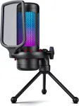 TONOR TC-310 stalinis USB kondensatorinis kardioidinis mikrofonas su RGB ap&scaron;vietimu