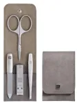Manikiūro rinkinys Zwilling Twinox &ndash; taupe, odinis dėklas, 4 elementai - Taupe