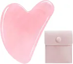 Gua Sha rožinio kvarco &scaron;irdelės formos Guasha jade akmens masažo įrankis veidui, akims, kaklui odos priežiūrai, grožiui ir kūno raumenų atpalaidavimui