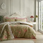 Patalynės komplektas Catherine Lansfield Bridgerton Penelope Floral reversible patalynės užvalkalų komplektas su pagalvių užvalkalais, žalias