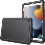 Fintie silikoninis dėklas, skirtas ipad 10.2 colių 2021/2020/2019 (9-osios/8-osios ir 7-osios kartos) &ndash; neslystantis apsauginis dėklas su sustiprintais kampais ir kra&scaron;tais, neslystantis smūgiams atsparus apsauginis dangtelis, juodas
