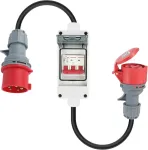 Pfloge&reg; Cee adapteris, 32a į 16a adapteris su grandinės pertraukikliu 5 kontaktų 400v jungtis didelės srovės adapteris, Ip 44, Cee ilginamasis laidas 1 m