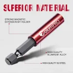 Columpro 5 dalių 60 mm magnetinis bitų laikiklis smūginiams veržliarakčiams, 1/4 colio &scaron;e&scaron;iakampis kotas S2 plieno magnetinis atsuktuvo prailgintuvas, tiesus, nelenkiantis grąžto prailgintuvo