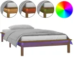 Lova Lovos rėmas su LED, medaus rudas, 100x200cm, medienos masyvas