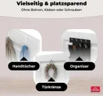 Mdcasa kabliukai durims iki 20 mm durų falco - 4 vnt. rinkinys, balti I kabliukai durims pakabinimui su veltinio padu I tvirti kabliukai pakabinimui ant visų standartinių durų