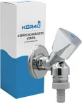 Ventiliatorius K&ouml;r4u 1/2 colio chromuotas kampinis ventilis su gaubto rankena ir atbulinio srauto prevencija, integruotas vamzdžio aeratorius, tinkamas skalbimo ma&scaron;inai arba indaplovei