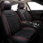 Disdada universalūs automobilio sėdynių užvalkalai, pu oda, sėdynių užvalkalai, automobilio priekinės sėdynės, 2 vnt. komplektas, kvėpuojantys austi ledo &scaron;ilko automobilio sėdynių užvalkalai, tinkami automobiliams, visureigiams, pikapams (juoda raudona)
