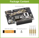 Waveshare Pcie į M.2 adapteris su Poe funkcija Hat+ (b), suderinamas su Raspberry Pi 5, palaiko Poe Nvme diskų protokolą 2230/2242/2260/2280 M.2 Ssd, didelės spartos skaitymas/ra&scaron;ymas