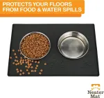 Neater Pet Brands dubenėlio kilimėlis &scaron;unims ir katėms, atsparus vandeniui - silikoninis dubenėlio kilimėlis katėms ir &scaron;unims - maitinimo kilimėlis &scaron;unims ir katėms apsaugo grindis nuo maisto ir vandens (81,3 cm x 61 cm, juodas)