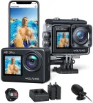 Wolfang ga200 action cam 4k 24mp povandeninė kamera wifi 40m atspari vandeniui ice image stabiliser jutiklinis ekranas &scaron;almo kamera 170&deg; plataus kampo vaizdo kamera (įkroviklis, nuotolinio valdymo pultas, 2 baterijos ir priedai