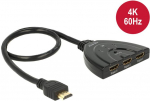 Delock HDMI UHD jungiklis 3 x HDMI įvestis > 1 x HDMI i&scaron;vestis 4K su integruotu kabeliu 50 c