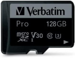 Verbatim Atminties kortelė Micro SD 128GB + adapter Pro U3 juodos spalvos 47044