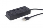GEMBIRD USB 2.0 maitinamas 4 prievadų &scaron;akotuvas su jungikliais juodas