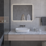 Mirrorsled Skaidrus veidrodis su LED galiniu ap&scaron;vietimu 1000x700 (apvalinti kampai)