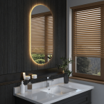 Mirrorsled Skaidrus veidrodis su LED galiniu ap&scaron;vietimu 450x1000 piliulė + mygtuku