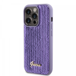 Apple iPhone 14 Pro Guess dėklas Sequin Script Metal (GUHCP14LPSFDGSU) violetinės spalvos