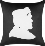 Beliani Lumarko Velour dekoratyvinė pagalvė su Franken&scaron;teino motif 45 x 45 cm juoda su balta FRANCLINIA!