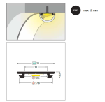 3m LED juostos profilis ARC12 CD/U5, lankstus, baltas
