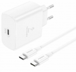Foneng EU62 USB-C 45W maitinimo įkroviklis + USB-C laidas (baltas)