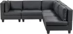 Beliani Modulinė kampinė sofa 5 asmenims UNSTAD kairinė, juoda, eko oda