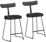 Baro taburetės, 2vnt., juodos, 49x43x79 cm, medžio masyvo mango