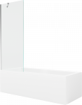 Vonia Mexen Cubik su apdaila ir stiklo sienele, 170x70 cm + 70 cm, Baltas+Chrome/Transparent