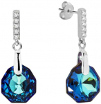 Diamond Sky Jewelry Sidabriniai auskarai moterims DiamondSky &bdquo;Calathea (Bermuda Mėlyna)&ldquo; su Swarovski kristalais