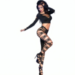 Chilirose Sets Chilirose CR 3654 Women's Juodas Top & Leggings Set S/M, Soft Stretch Fabric