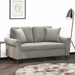 Dvivietė sofa su pagalvėmis, &scaron;viesiai pilka, 120cm, aksomas