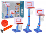 Lean Toys Reguliuojamas krep&scaron;inio stovas su kamuoliu ir pompa, 138 cm, mėlynas