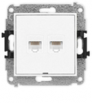 Karlik Elektrotechnik 25IGKBO-2 ICON Dvigubas kompiuterio lizdo mechanizmas 2xRJ45, kat. 5e, 8 kontaktų, be apra&scaron;ymo lauko matinis baltas 25IGKBO-2