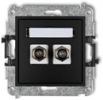 Karlik Elektrotechnik 12MGF-2 MINI dvigubas F tipo antenos lizdas (SAT), nikeliuotas, matinės juodos spalvos 12MGF-2